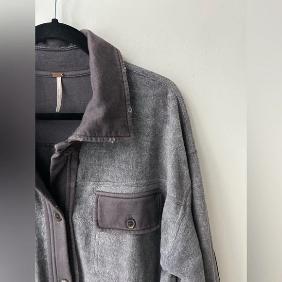 Free People Ruby Jacket Incense Gray Medium Oversized Slouchy Shacket - Picture 3 of 9